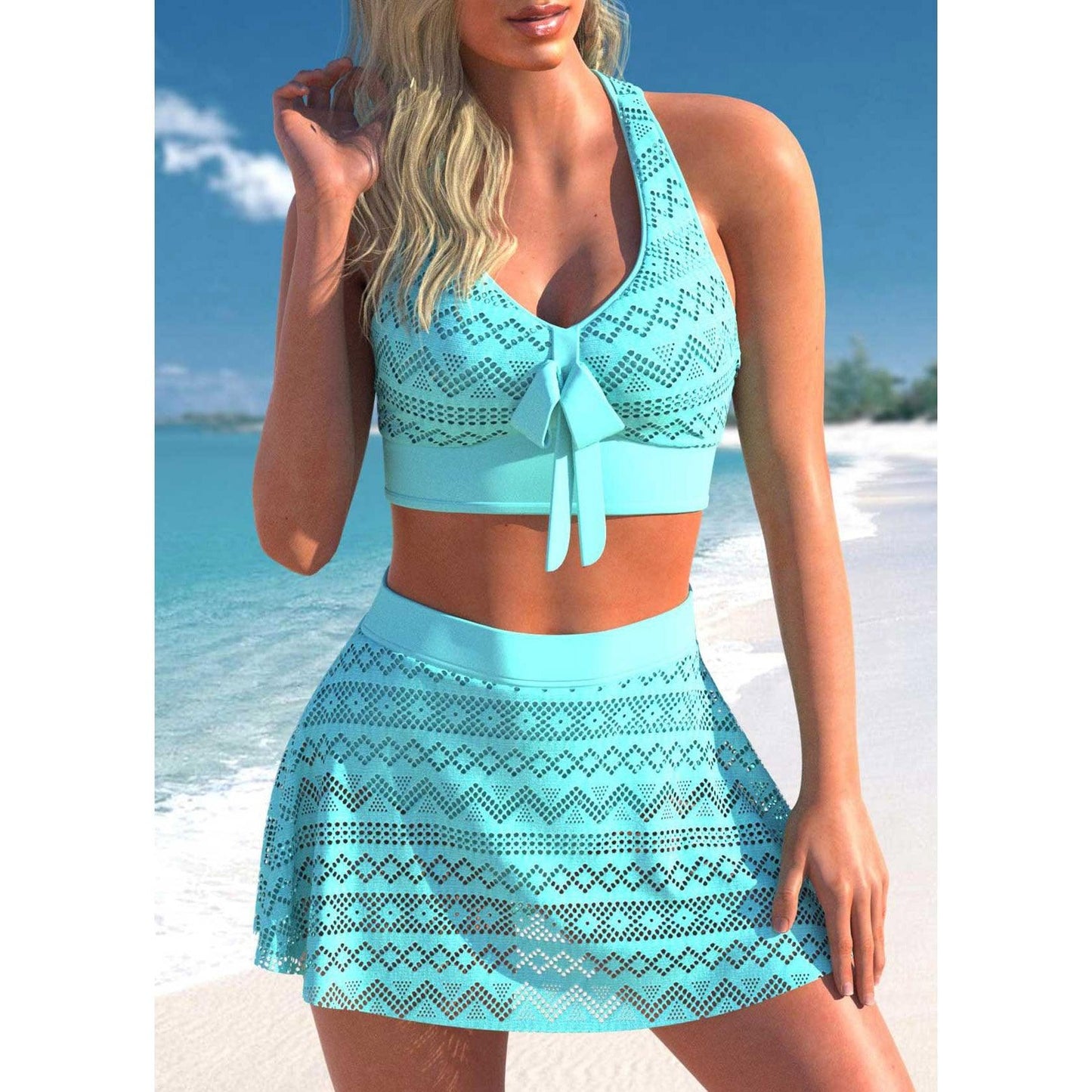 Women Sexy Monokini Swim dress - Loose Swimsuit Vintage Print Two Piece Set -Swimwear Female Bathing Suit Summer Beach Bikini Set (TB8D)(1U26)(F26) - Deals DejaVu
