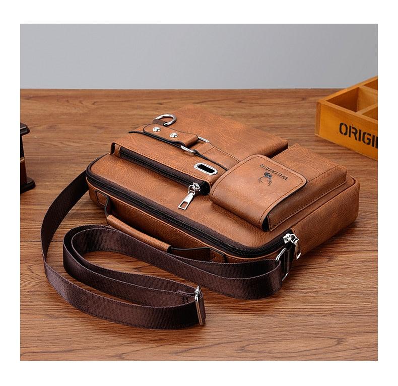 New Men Shoulder Bag Men Crossbody Bags - PU Leather Handbag - Men Messenger Bags Top handle Tote Bag for Male (3MA1)(LT4)(1U78) - Deals DejaVu