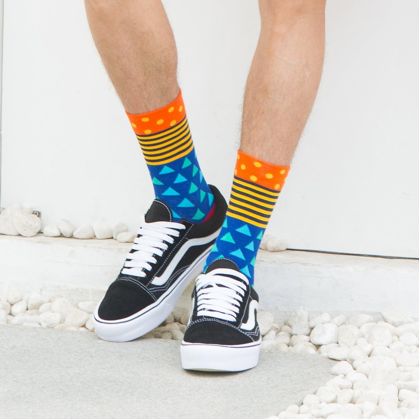 12 Pairs/Multicolor Cotton Men's Socks Happy And Fun Rainbow Striped Street Style Socks Wedding Birthday Party Gift (TG8)(T6G)