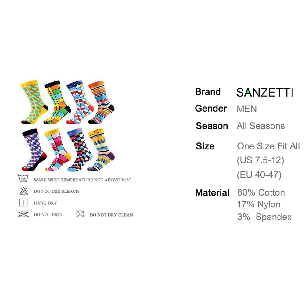 8 Pairs/Lot Cool Men's Colorful Funny Combed Cotton Novelty Socks Casual Crew Socks Bright Party Dress Socks For Gifts (TG8)(T6G)