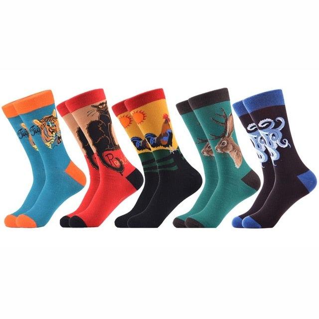 Men‘s Colorful Happy Socks - Combed Cotton Socks - Multiple Dress Breathable Socks (TG8)(F92)