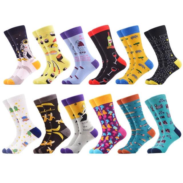 Men‘s Colorful Happy Socks - Combed Cotton Socks - Multiple Dress Breathable Socks (TG8)(F92)