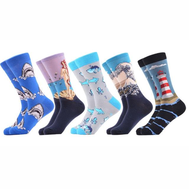 Men‘s Colorful Happy Socks - Combed Cotton Socks - Multiple Dress Breathable Socks (TG8)(F92)