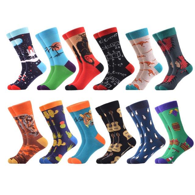 Men‘s Colorful Happy Socks - Combed Cotton Socks - Multiple Dress Breathable Socks (TG8)(F92)