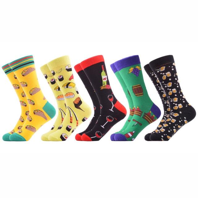 Men‘s Colorful Happy Socks - Combed Cotton Socks - Multiple Dress Breathable Socks (TG8)(F92)