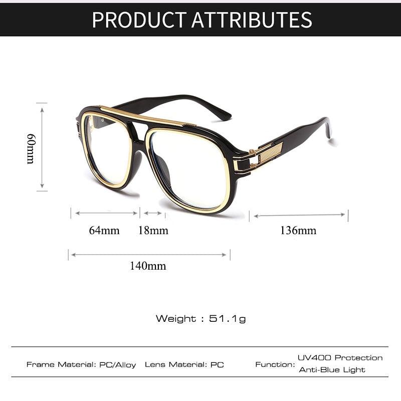 Great Double Rims Oversize Square Sunglasses -Designer Anti-Blue Light Optical Glasses (2U102)