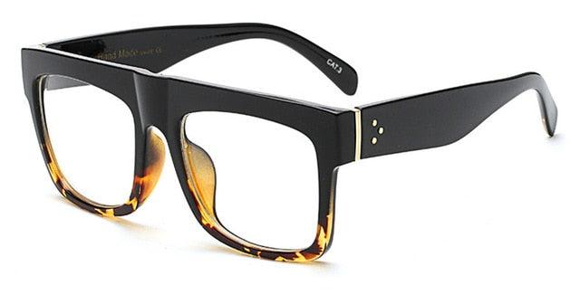 Fashion Trending Super Square Glasses - Rivets Vintage Sunglasses - Top Clear Len Eyeglasses (2U102)