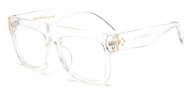 Fashion Trending Super Square Glasses - Rivets Vintage Sunglasses - Top Clear Len Eyeglasses (2U102)
