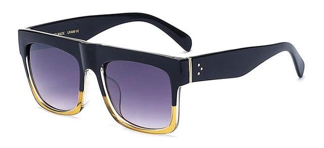 Fashion Trending Super Square Glasses - Rivets Vintage Sunglasses - Top Clear Len Eyeglasses (2U102)