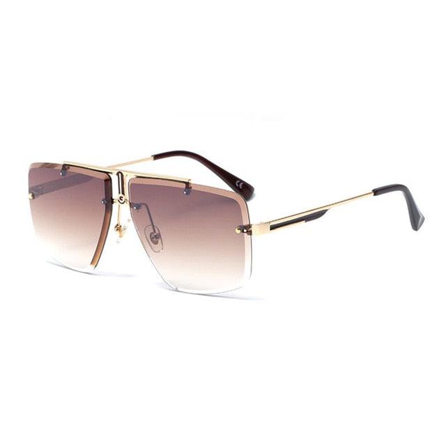 Fashion Rimless Sunglasses Women Brand Designer Square Gradient Shades Men UV400 (2U102)
