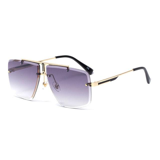 Fashion Rimless Sunglasses Women Brand Designer Square Gradient Shades Men UV400 (2U102)