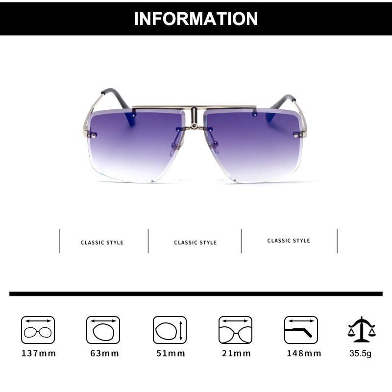 Fashion Rimless Sunglasses Women Brand Designer Square Gradient Shades Men UV400 (2U102)