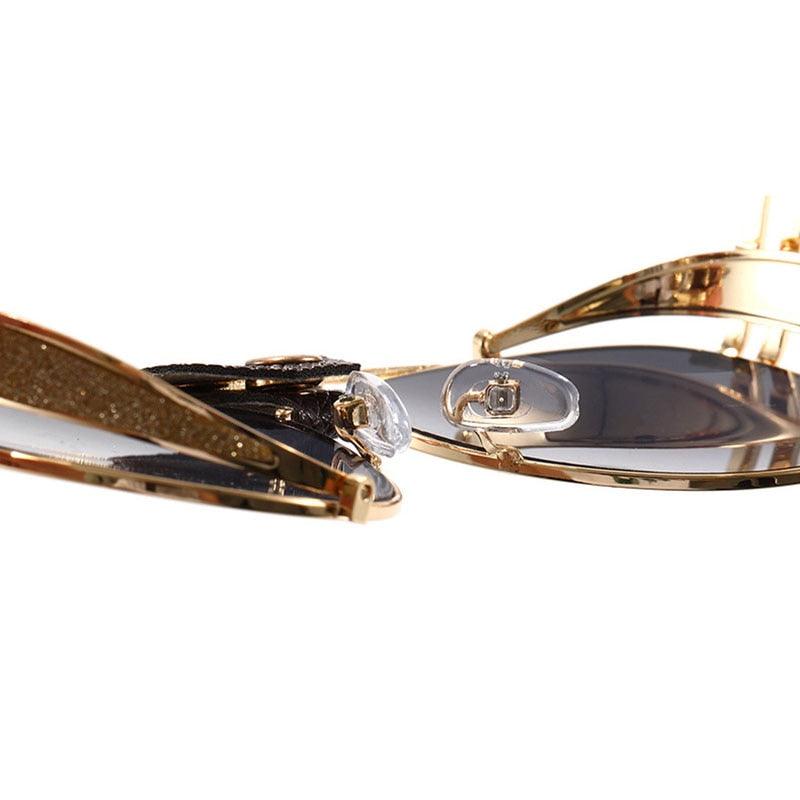 Folding Steampunk Pilot Sunglasses - Designer PU Leather Rivet Punk Sun Glasses UV400 (2U102)