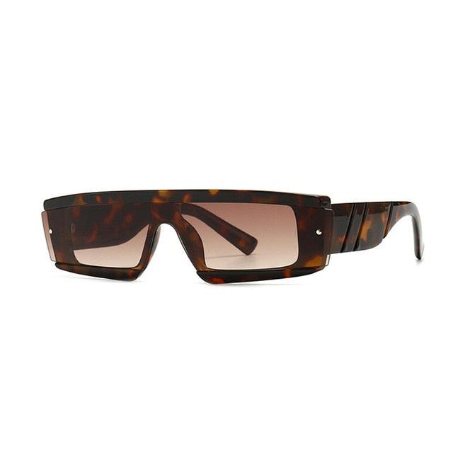 Retro Half Frame Rectangle Sunglasses - Designer Fashion Rivets Gradient Shades UV400 (2U102)
