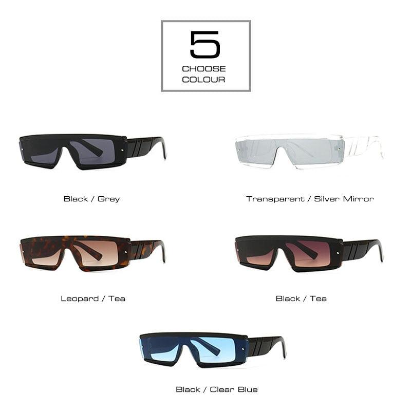 Retro Half Frame Rectangle Sunglasses - Designer Fashion Rivets Gradient Shades UV400 (2U102)