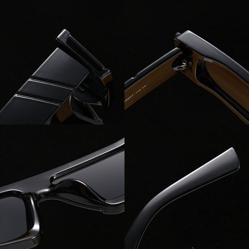 Retro Half Frame Rectangle Sunglasses - Designer Fashion Rivets Gradient Shades UV400 (2U102)