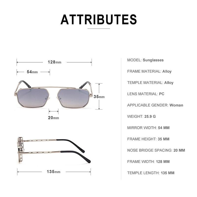 Great Metal Punk Sunglasses - Men Fashion Small Rectangle Clear Ocean Lens Sun Glasses UV400 (2U102)