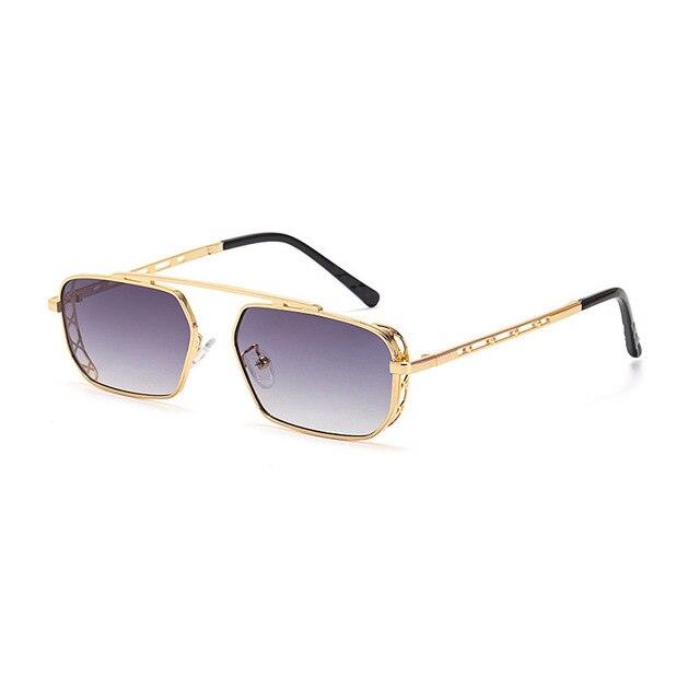 Great Metal Punk Sunglasses - Men Fashion Small Rectangle Clear Ocean Lens Sun Glasses UV400 (2U102)