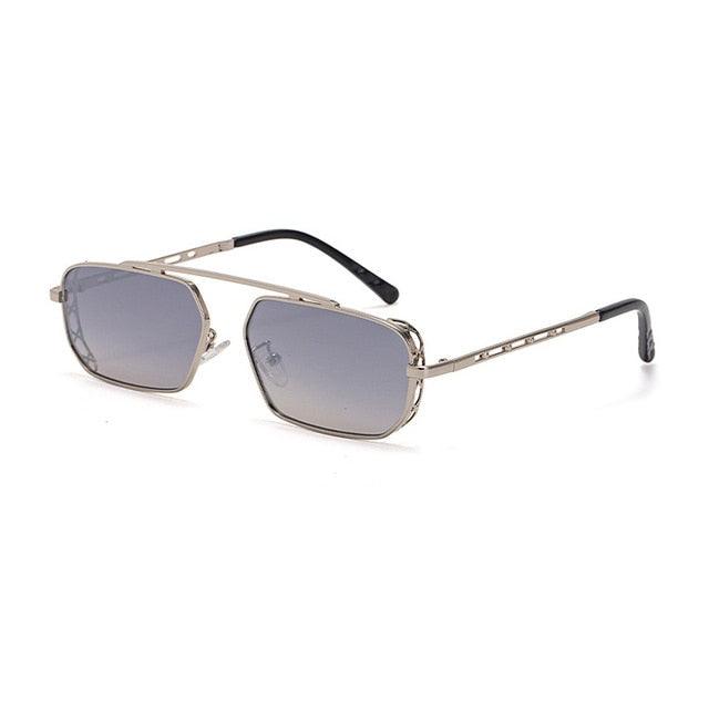 Great Metal Punk Sunglasses - Men Fashion Small Rectangle Clear Ocean Lens Sun Glasses UV400 (2U102)