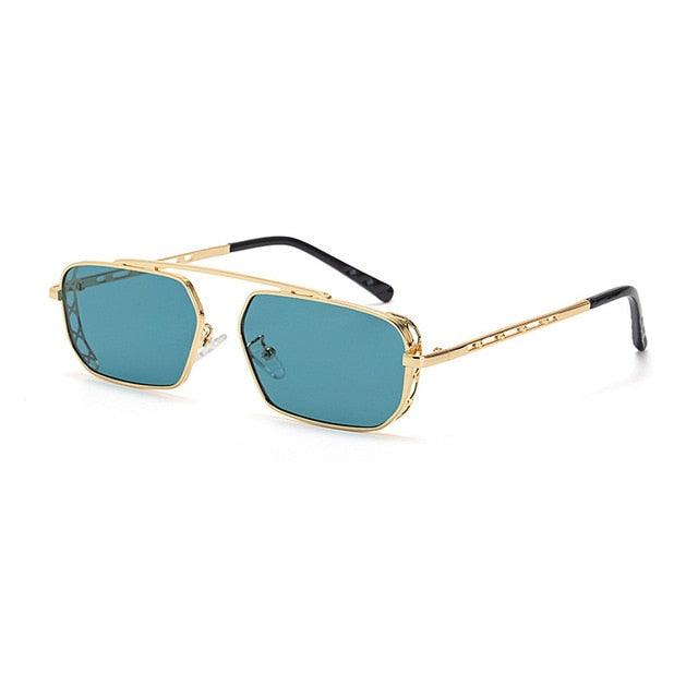 Great Metal Punk Sunglasses - Men Fashion Small Rectangle Clear Ocean Lens Sun Glasses UV400 (2U102)