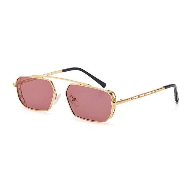Great Metal Punk Sunglasses - Men Fashion Small Rectangle Clear Ocean Lens Sun Glasses UV400 (2U102)
