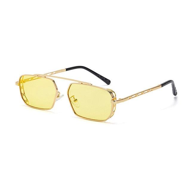 Great Metal Punk Sunglasses - Men Fashion Small Rectangle Clear Ocean Lens Sun Glasses UV400 (2U102)