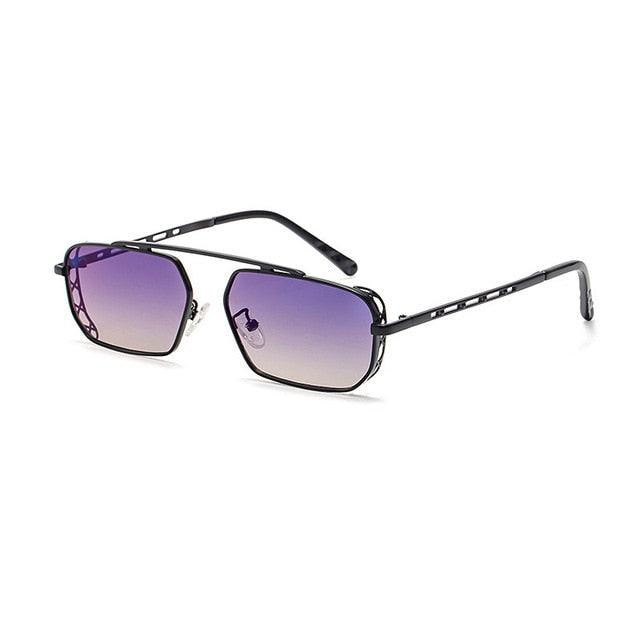 Great Metal Punk Sunglasses - Men Fashion Small Rectangle Clear Ocean Lens Sun Glasses UV400 (2U102)