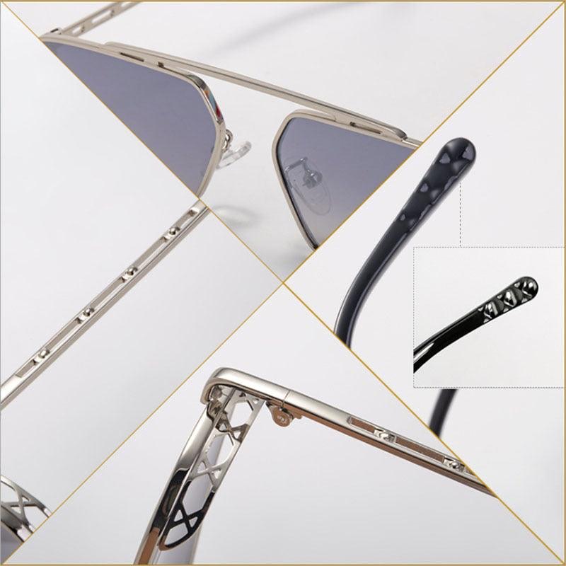 Great Metal Punk Sunglasses - Men Fashion Small Rectangle Clear Ocean Lens Sun Glasses UV400 (2U102)