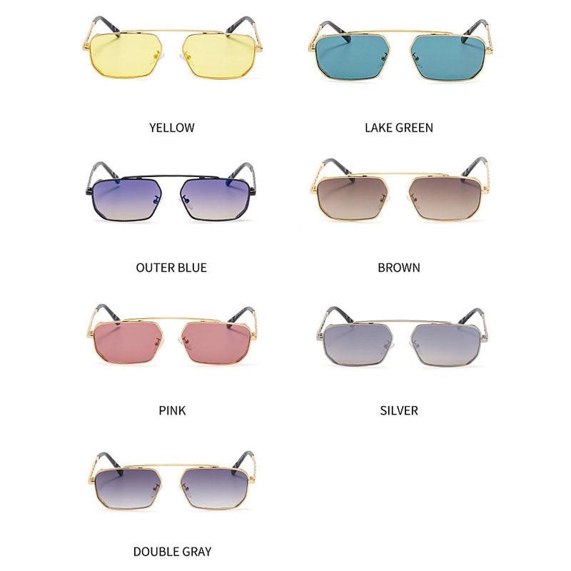 Great Metal Punk Sunglasses - Men Fashion Small Rectangle Clear Ocean Lens Sun Glasses UV400 (2U102)