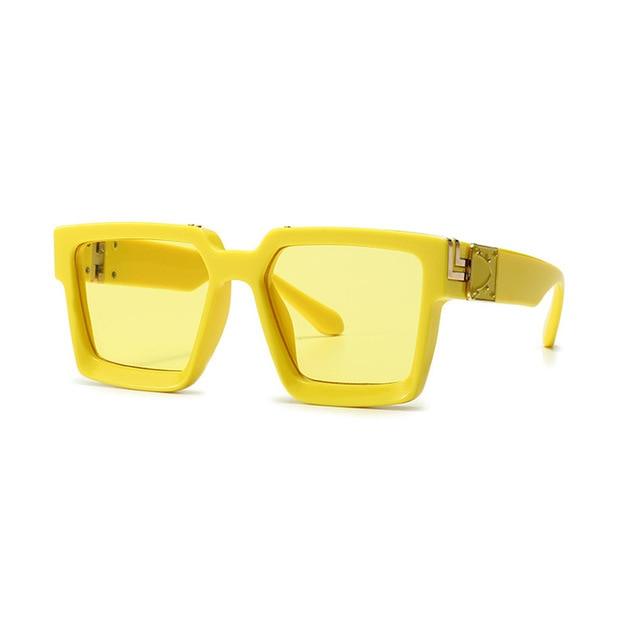 Retro Square Sunglasses - Designer Summer Styles Candy Colors Fashion Silver Mirror Shades UV400 (2U102)