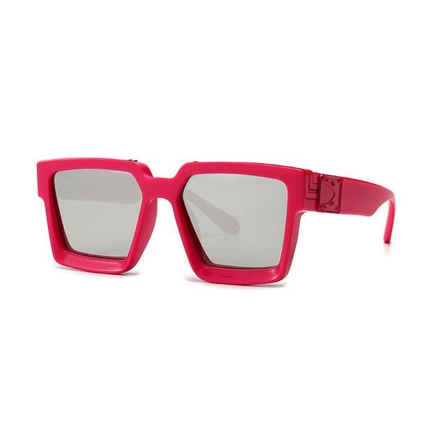 Retro Square Sunglasses - Designer Summer Styles Candy Colors Fashion Silver Mirror Shades UV400 (2U102)