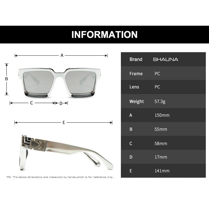 Retro Square Sunglasses - Designer Summer Styles Candy Colors Fashion Silver Mirror Shades UV400 (2U102)