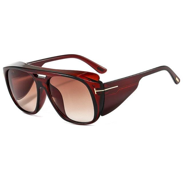 Vintage Goggle Sunglasses - Designer Fashion Square Punk Shades Men UV400 (2U102)