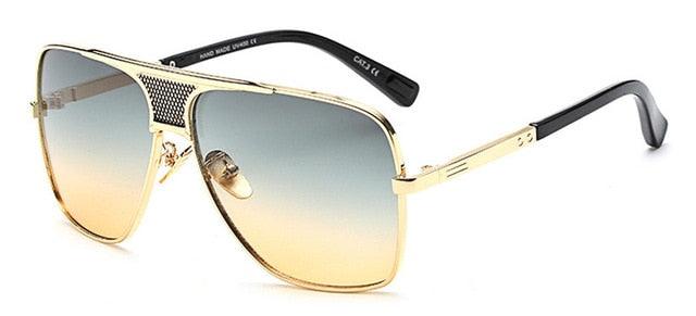 Vintage Men Square Sunglasses - Designer Fashion Women Golden Sun Glasses UV400 (2U102)