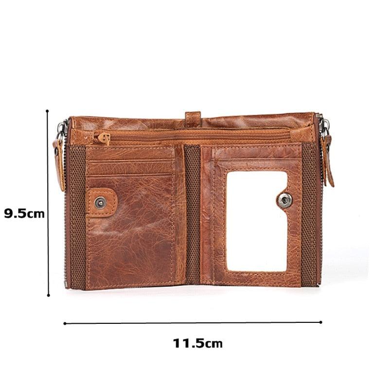 Men's Wallet - 100% Genuine Leather Short Wallet - Leather Coin Purse Casual Wallets (2U17)