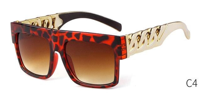Fashion Gold Metal Hip Hop Sunglasses - Square Oversized Sun Glasses (2U44)