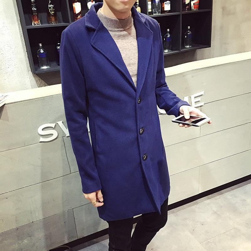 New Men Jacket Single Breasted Trench Coat - Solid Color Windbreakers Cardigan Jacket -Mens Overcoat chaquetas hombre (D100)(TM4)(CC1) - Deals DejaVu
