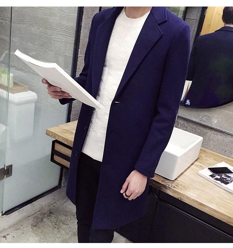 Men Autumn Winter Overcoats Wool Blends Business - Trench Long Jackets Leisure Overcoat Fit Male Solid Color 5XL (D100)(TM4)(CC1) - Deals DejaVu