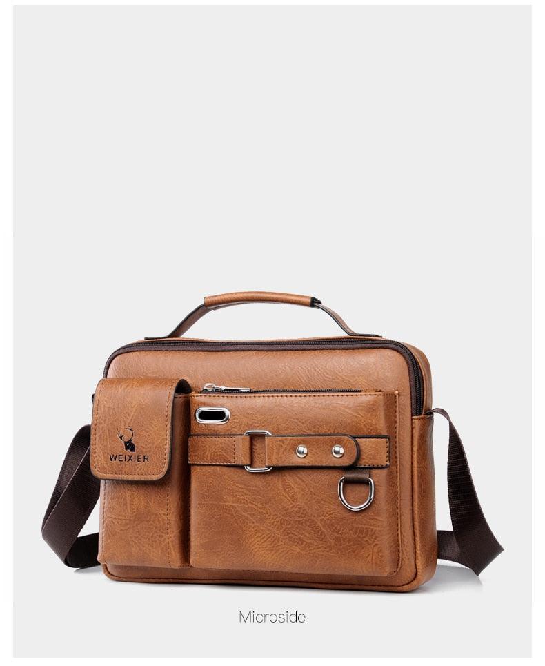 New Men Shoulder Bag Men Crossbody Bags - PU Leather Handbag - Men Messenger Bags Top handle Tote Bag for Male (3MA1)(LT4)(1U78) - Deals DejaVu