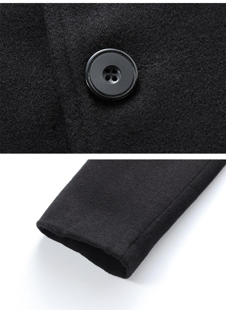 Winter Men Coat Single Breasted Windbreakers - Jacket Easy Match Polyester Keep Warm Male Overcoat for Office (D100)(TM4)(CC1) - Deals DejaVu