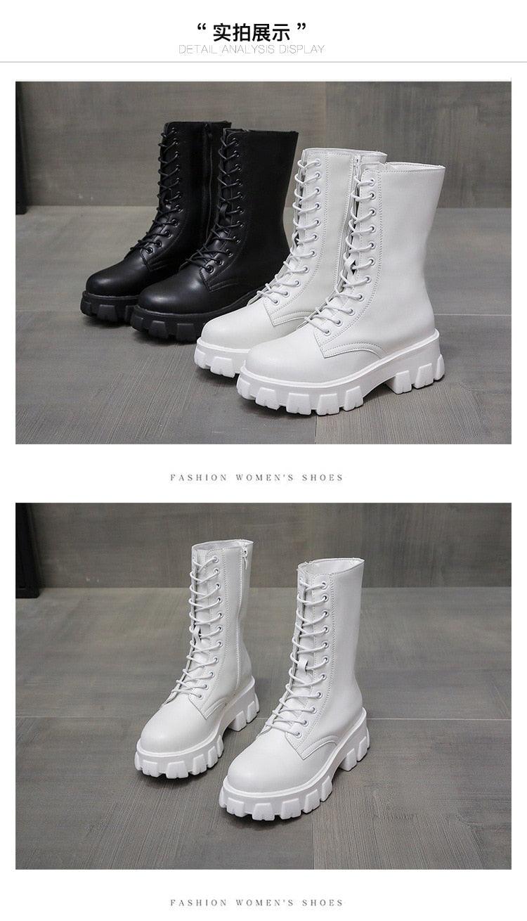 Autumn Women Chunky Heel Knee-length Boots -Brand Ankle Boots Female Round Toe Zipper Boots Lasdies Fashion Comfort (BB2)(CD)(WO4)(BB5)(F38)(3U38) - Deals DejaVu