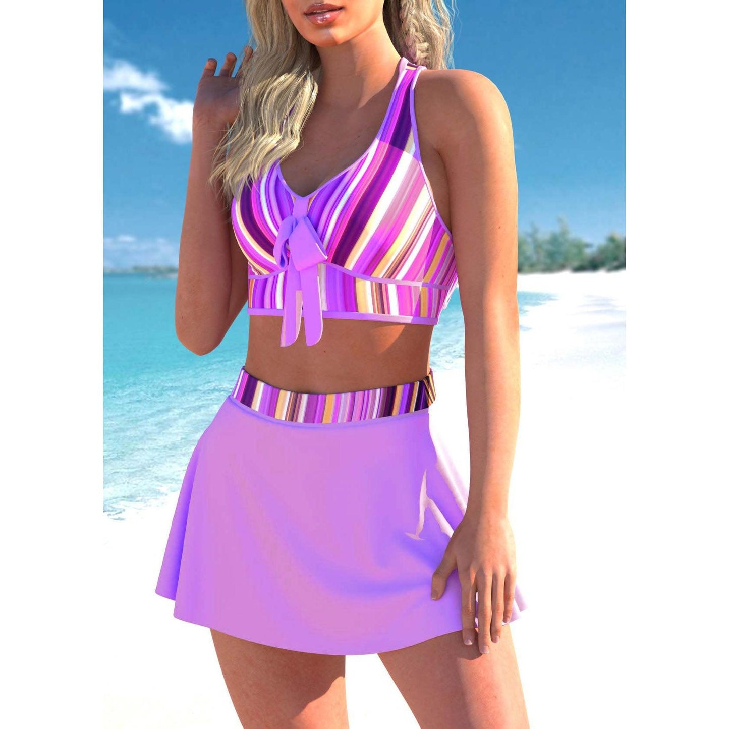 Women Sexy Monokini Swim dress - Loose Swimsuit Vintage Print Two Piece Set -Swimwear Female Bathing Suit Summer Beach Bikini Set (TB8D)(1U26)(F26) - Deals DejaVu