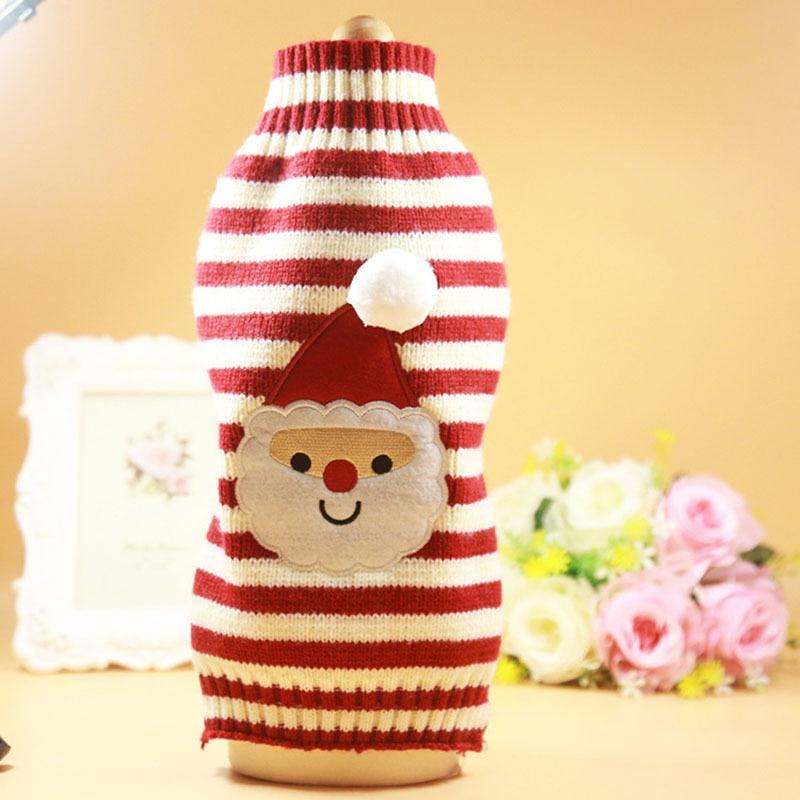 Santa Claus Elk Dog Christmas Sweaters For Small Dogs - Winter French Bulldog Sweater Chihuahua Dachshund Jumpers (W4)