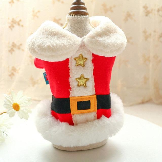 Santa Dog Costume Christmas Clothes - Winter Warm Pet Dog Jacket Coat- Puppy Cat Christmas (D69)(W1)(W4)