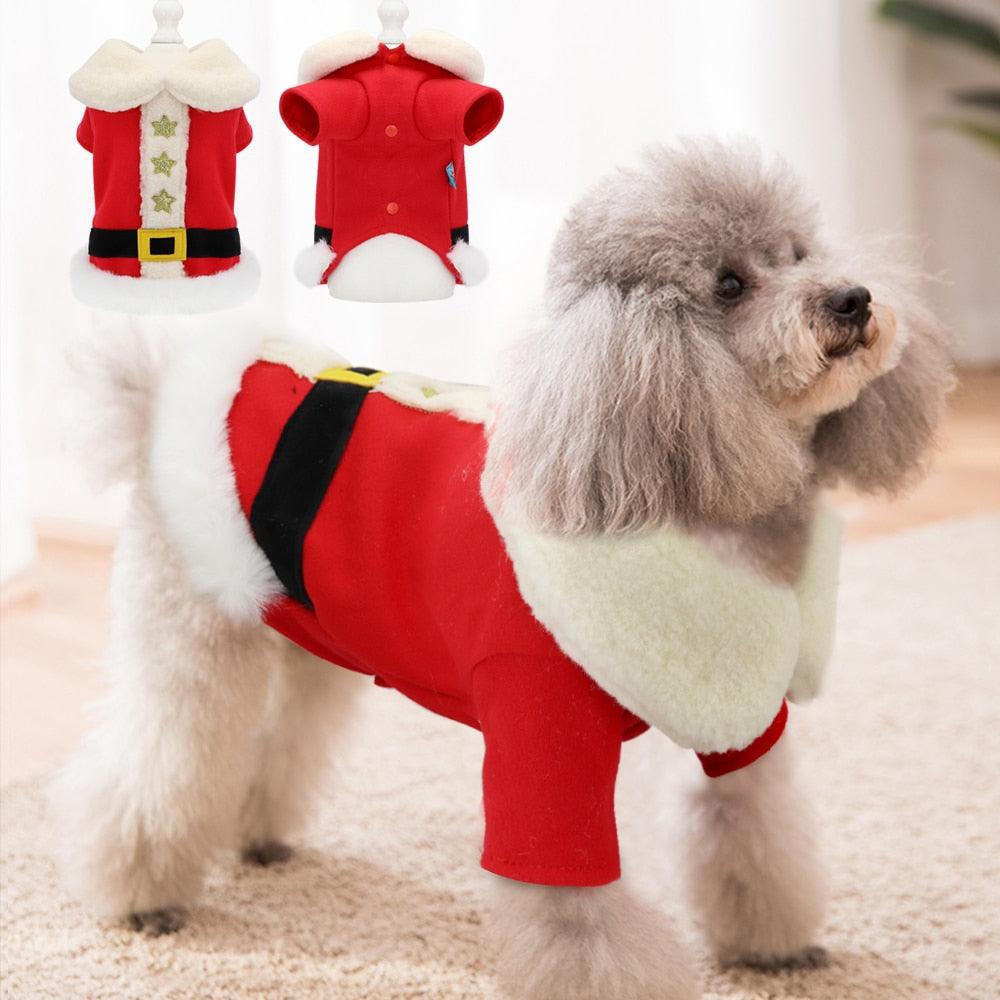 Santa Dog Costume Christmas Clothes - Winter Warm Pet Dog Jacket Coat- Puppy Cat Christmas (D69)(W1)(W4)