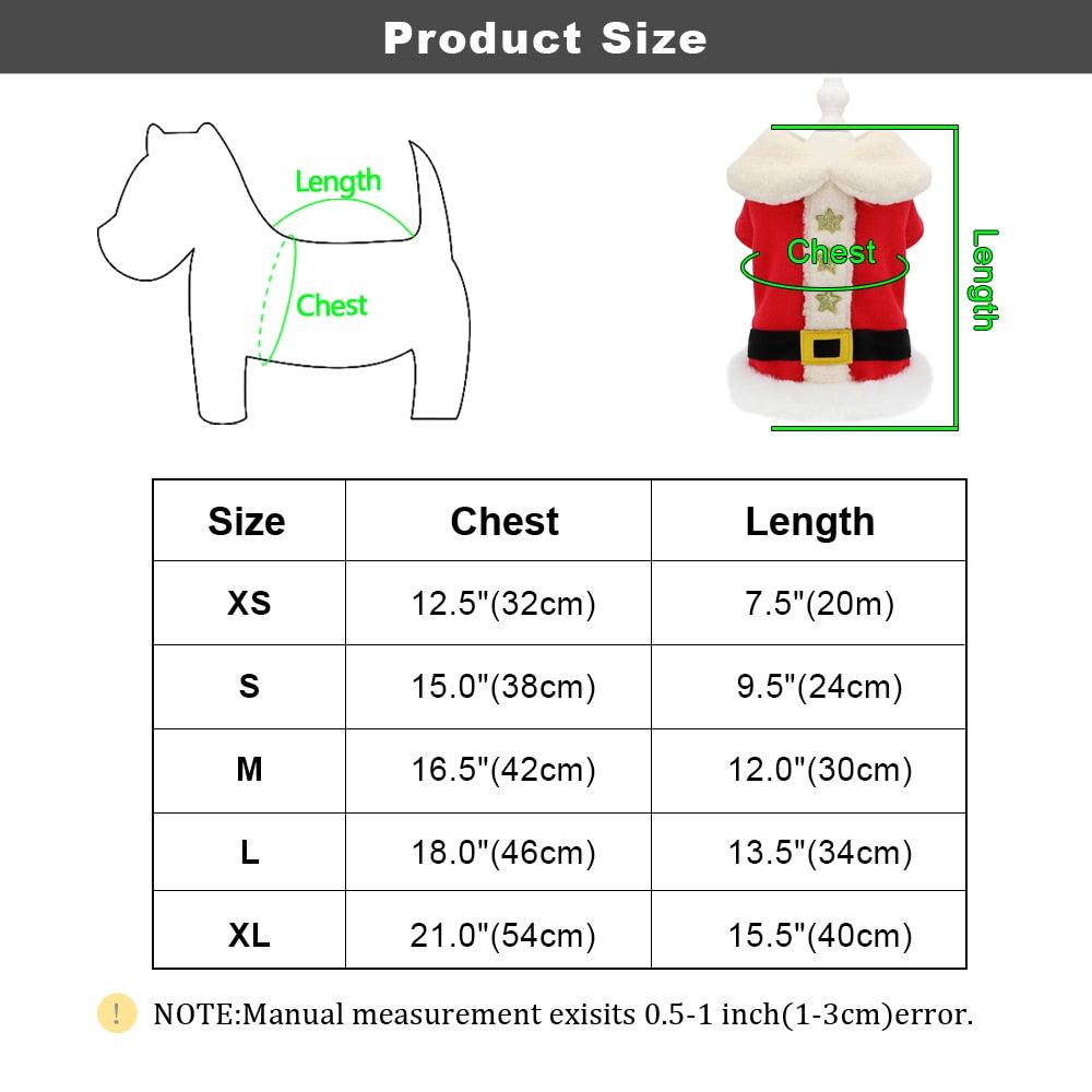 Santa Dog Costume Christmas Clothes - Winter Warm Pet Dog Jacket Coat- Puppy Cat Christmas (D69)(W1)(W4)