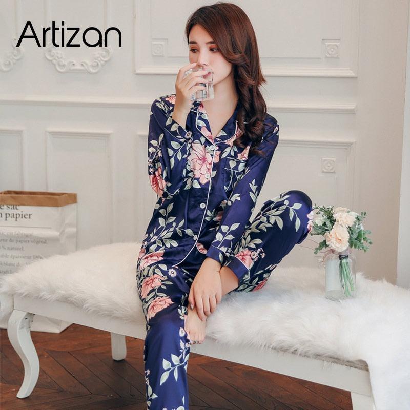 Gorgeous Women's Silk Pajamas Set - Sleepwear Nightwear 2Pcs (ZP1)