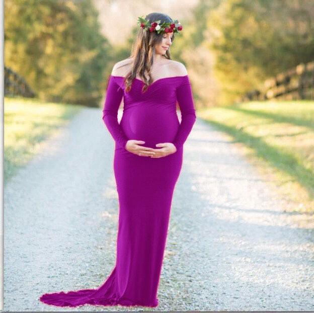 Pregnant Women Sexy Long Dresses - 100% Cotton Maternity V-Neck Maxi Gown Pregnancy Baby Shower Dress Photography Props Clothing (Z6)(1Z1)(2Z1)(3Z1)(7Z1) - Deals DejaVu