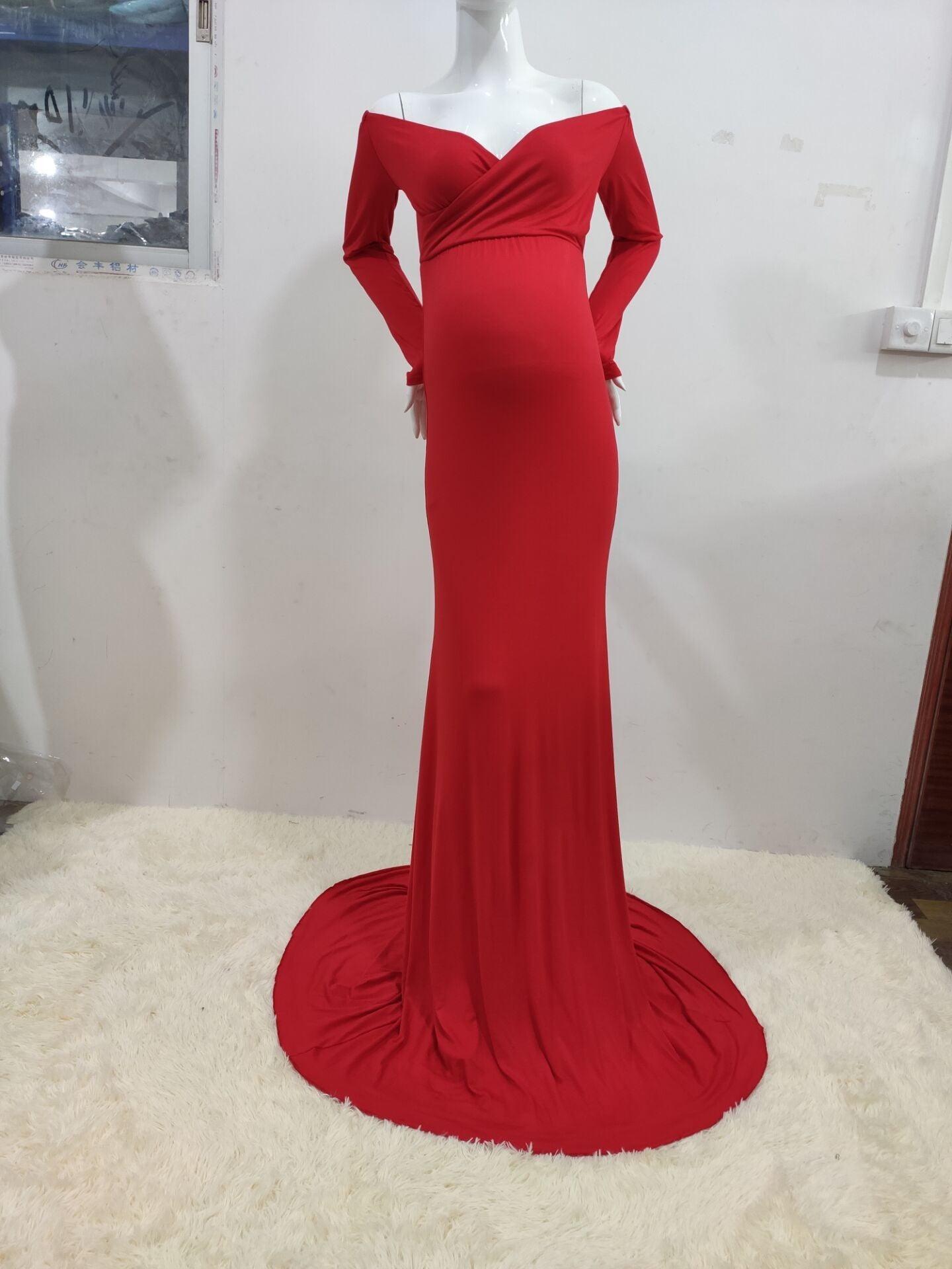 Pregnant Women Sexy Long Dresses - 100% Cotton Maternity V-Neck Maxi Gown Pregnancy Baby Shower Dress Photography Props Clothing (Z6)(1Z1)(2Z1)(3Z1)(7Z1) - Deals DejaVu