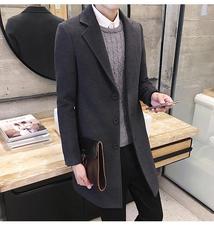 Men Autumn Winter Overcoats Wool Blends Business - Trench Long Jackets Leisure Overcoat Fit Male Solid Color 5XL (D100)(TM4)(CC1) - Deals DejaVu